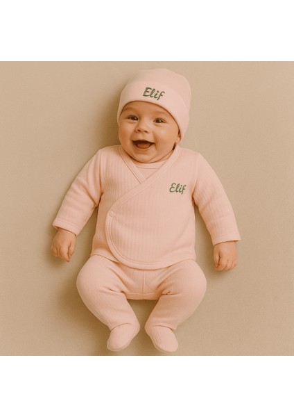 Isme Özel Nakışlı Pembe Müslin Kumaştan 7 Li Yenidoğan Hastane Çıkış Bebek Takımı fiyatları