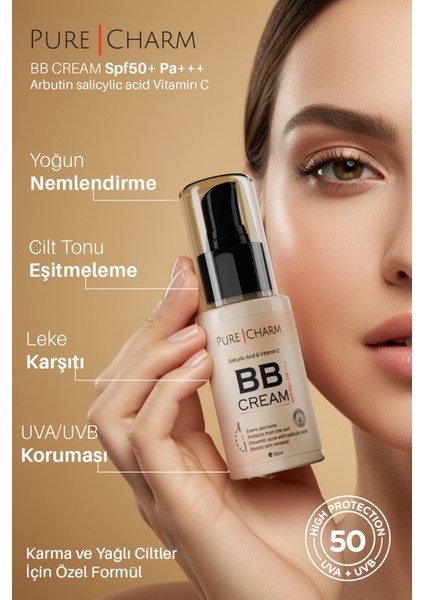 Dermatology Tested SPF50 Bb Krem | Salicylic Acid, Pa +++ Uva/uvb Koruması, Nemlendirici, Kapatıcı fiyatları