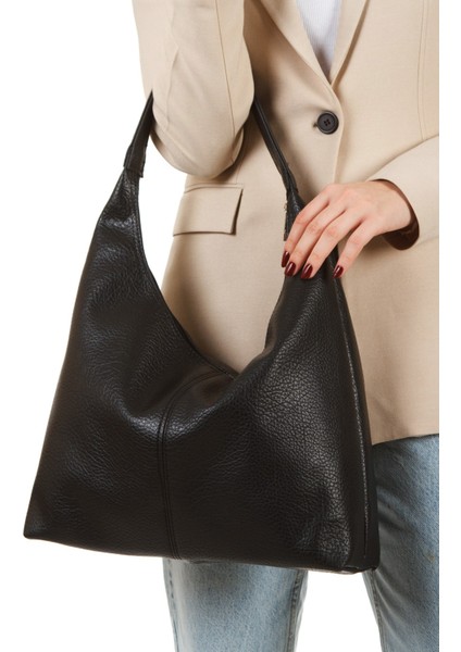 Kadın 2'li Çanta Paketi Siyah ve Acı Kahverengi Salaş Yumuşak Dokulu Büyük Boy Omuz ve Tote Çanta fırsatları