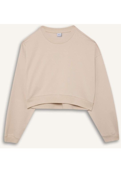 Bisiklet Yaka Basic Düz Sporcu Sweatshirt D7119AX25SP