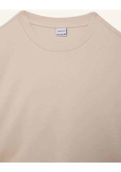 Bisiklet Yaka Basic Düz Sporcu Sweatshirt D7119AX25SP