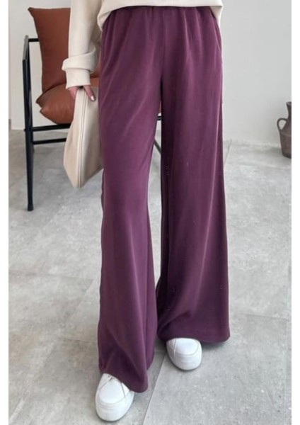 Mono Yanları Düğmeli Oysho Tesettür Pantolon- Bordo modelleri