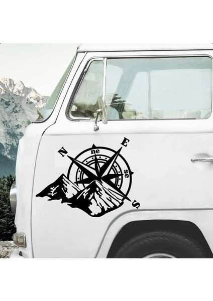 Pusula ve Dağ Sticker - 4x4 Off Road Pickup - Araba Oto Motosiklet Karavan Sticker 00268