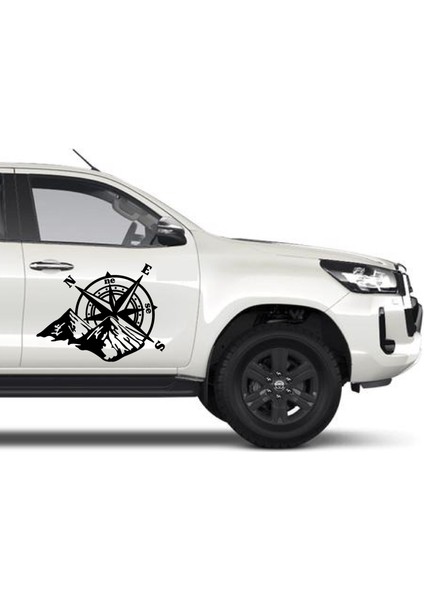 Pusula ve Dağ Sticker - 4x4 Off Road Pickup - Araba Oto Motosiklet Karavan Sticker 00268 modelleri