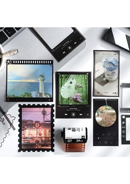 Vintage Sticker Pul Çerçeve Stiker Çıkartma Etiket 20'li Set- Pul Çerçeve Not modelleri