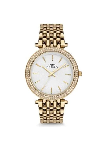 Ferro Altın Renk Çelik Kordonlu Kadın Kol Saati TH-F61576A-B