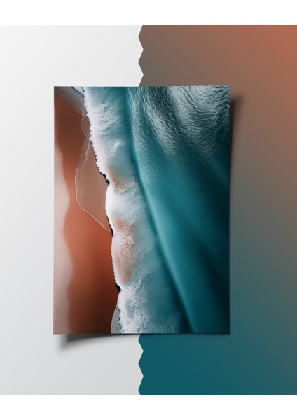 Rosa Art Çerçevesiz Poster | Turuncu Kum ve Mavi Deniz Soyut Poster | Dijital Baskı Poster fiyatları