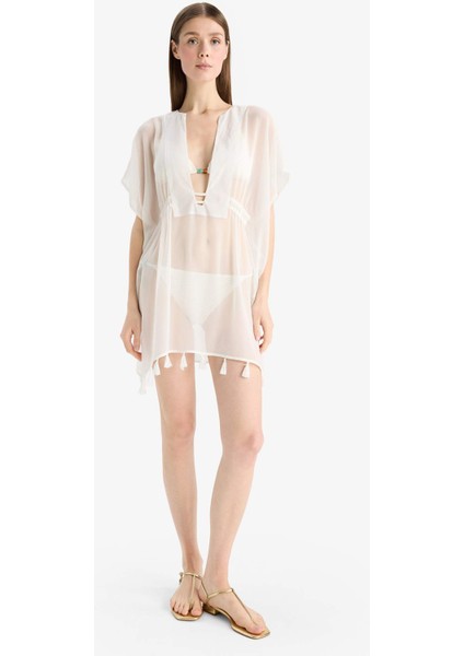 Beyaz Şifon Kimono-Fall in Love