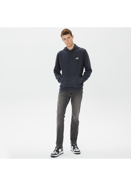 Regular Washed Signature Hoodie Erkek Siyah Sweatshirt modelleri