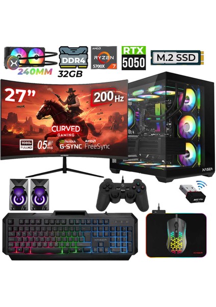 Nova X80 Ryzen 7 5700X 32GB Ram 1tb M.2 Nvme SSD 8gb RX5050 Sıvı Soğutmalı 27" 200Hz Oyuncu Tavsiye Sistem