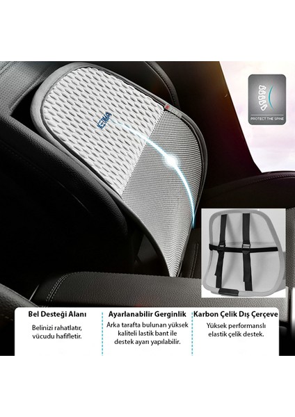 Airmesh Pro Ergonomik Bel Destek Minderi – Araba ve Ofis Için Sırt Destek Yastığı modelleri