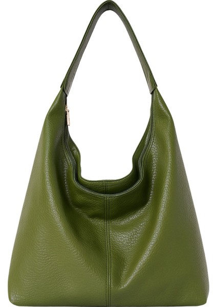 Kadın Salaş Yumuşak Dokulu Büyük Haki Yeşil Omuz ve Tote Çanta modelleri