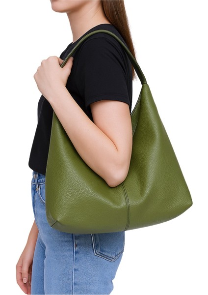 Kadın Salaş Yumuşak Dokulu Büyük Haki Yeşil Omuz ve Tote Çanta indirimleri