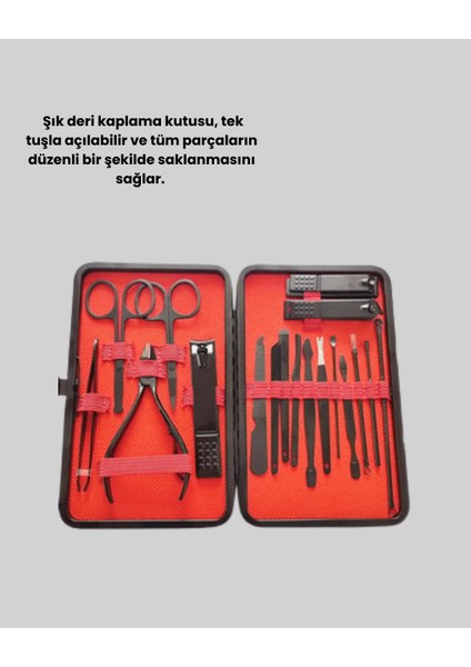 çınar ticaret 17 parçalık deri kaplamalı manikür seti modelleri