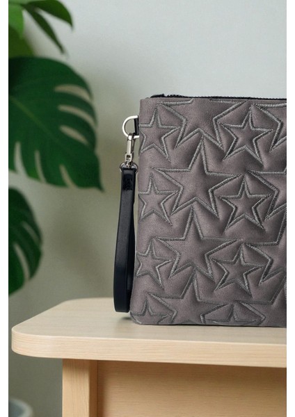 Yıldız Desenli Gri Süet Portföy Çanta fiyatları