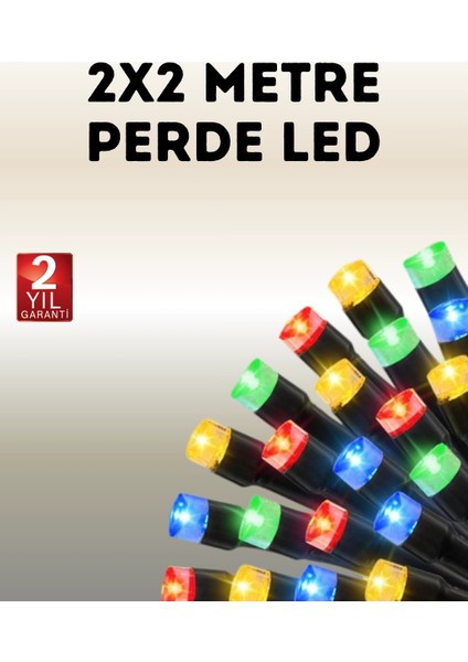 çınar ticaret taşınabilir pil ıle çalışan led ışık – 2x2 metre perde modeli