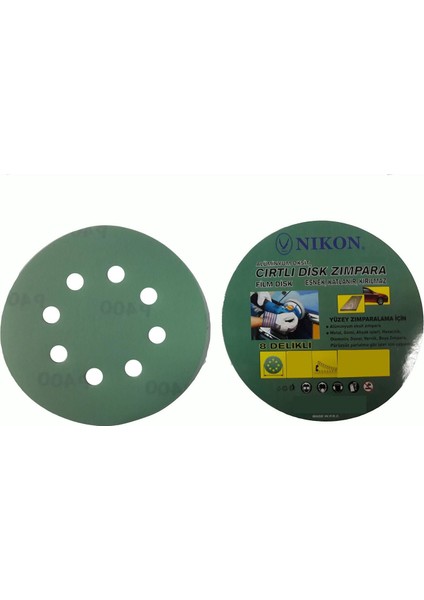çınar ticaret nikon 52040 kırılmaz yeşil cırt zımpara 125x220 kum 8 delikli