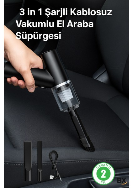 çınar ticaret 3 ın 1 şarjlı kablosuz vakumlu el araba süpürgesi araç ev ofis süpürgesi