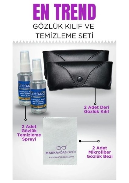 2li Gözlük Kılıfı, Silme Bezi Ve Temizleme Seti