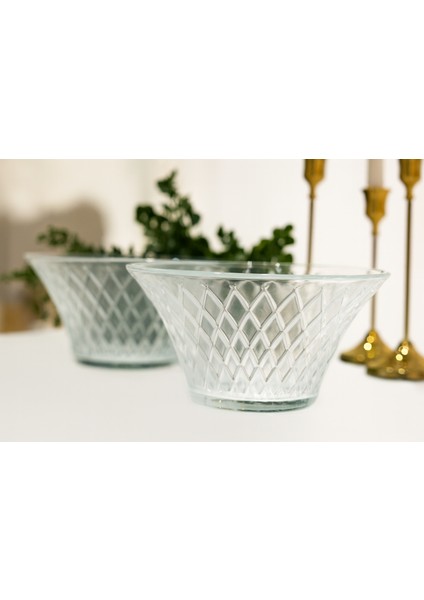 2'li Cam Kase - Dekoratif Sunum Kasesi ve Meyve Kasesi - Kristal fiyatları