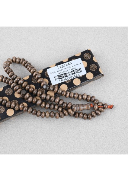 Şimşir Ağacı Renkli Vernikli 99LUK Tekerlek Kesim 7X5MM Tesbih - Koyu Kahverengi