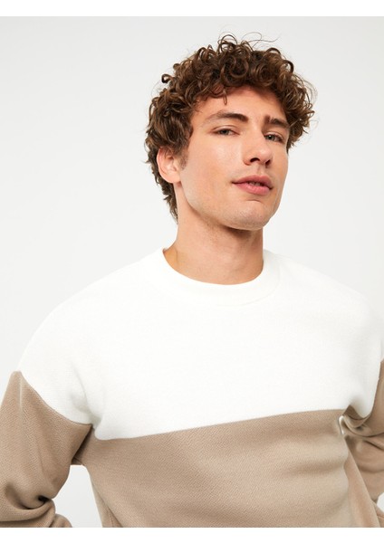 Yeni Sezon Bisiklet Yaka Uzun Kollu Renk Bloklu Erkek Triko Kazak