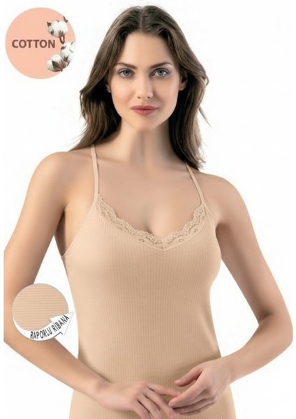 Kadın Pamuklu Ip Askılı Dantel Detaylı Esnek Atlet – Yumuşak Casual Iç Giyim