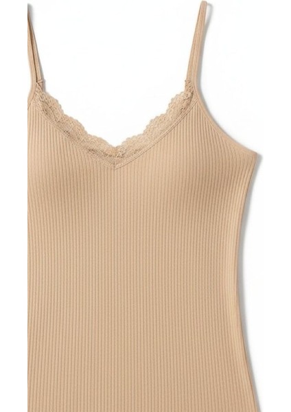 Kadın Pamuklu Ip Askılı Dantel Detaylı Esnek Atlet – Yumuşak Casual Iç Giyim fiyatları