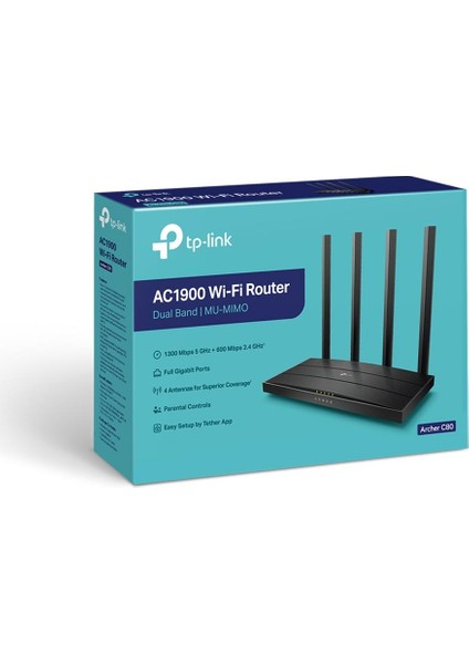 çınar ticaret tp-lınk archer c80 ac1900 1300mbps mu-mımo ıç ortam kablosuz wıfı router