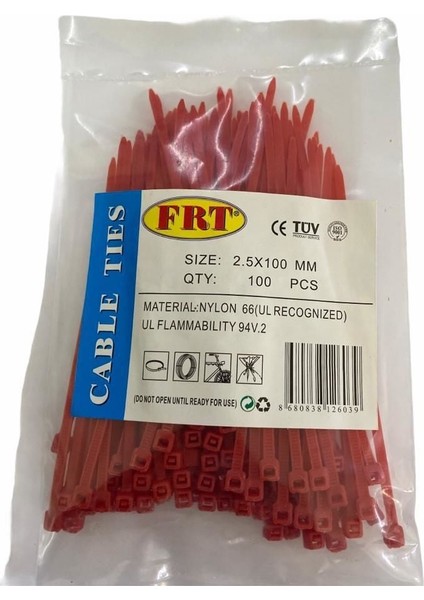 çınar ticaret frt kırmızı 2,5x100 kablo bağı