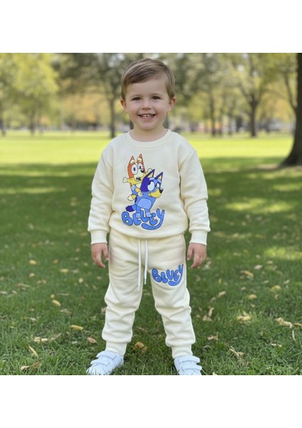 Bluey Karakterli Unisex Alt Üst Takım 3 Iplik Şardonlu modelleri