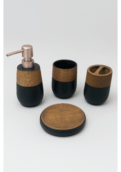 Seramik Siyah Banyo Sabunluk Seti