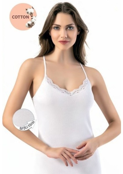 Kadın Pamuklu Ip Askılı Dantel Detaylı Esnek Atlet – Yumuşak Casual Iç Giyim