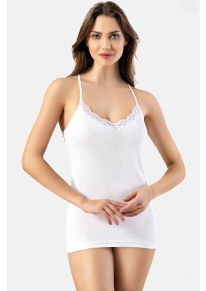 Kadın Pamuklu Ip Askılı Dantel Detaylı Esnek Atlet – Yumuşak Casual Iç Giyim fırsatları