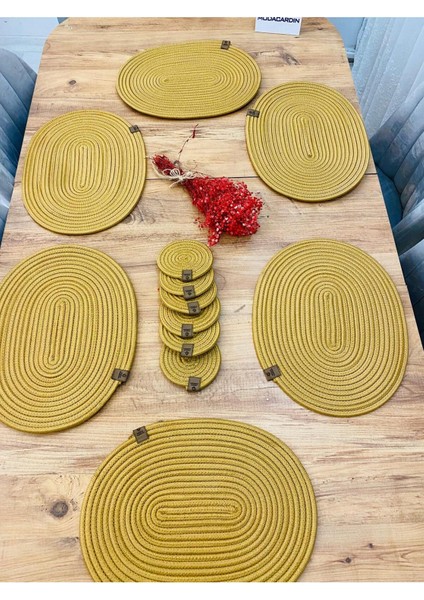 Jüt Hasır Amerikan Servis Oval Supla ve Bardaklık 12 Li fiyatları