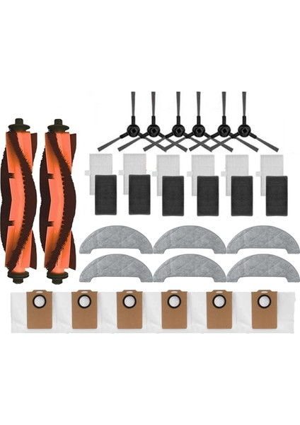 Dreame Mova E20 Pro Plus / Trouver E20 Pro Plus Yedek Parçaları Için 26 Parça Vakum Fırçası Toz Torbası Filtre Paspas Bezi (Yurt Dışından)