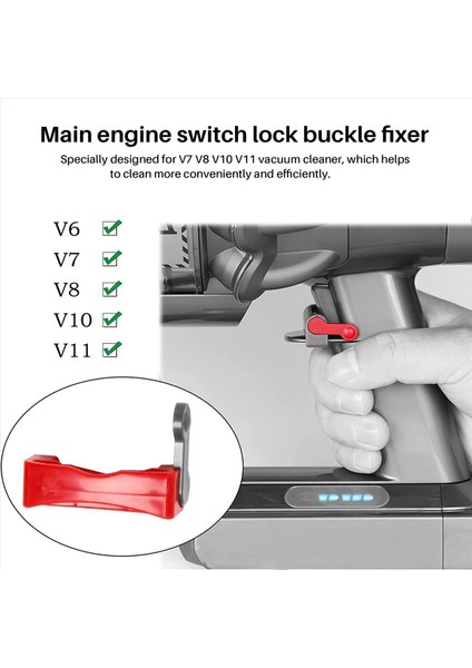 Dyson V6 V7 V8 V10 V11 Elektrikli Süpürge Için Tetik Kilidi, Kırmızı (Yurt Dışından)