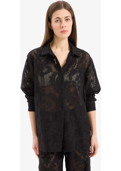 Regular Fit Dantel Detaylı Plaj Gömleği D9768AX25SM