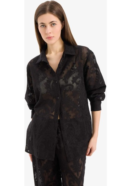 Regular Fit Dantel Detaylı Plaj Gömleği D9768AX25SM