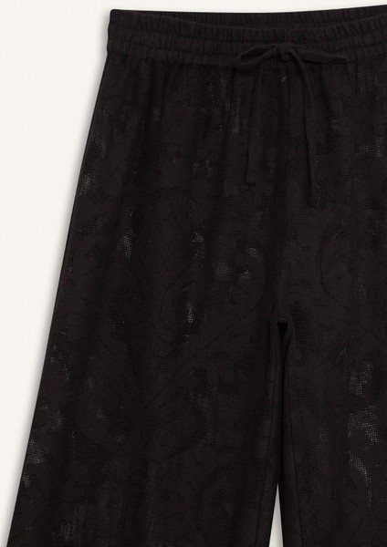 Dantelli Beli Lastikli Beyaz Plaj Pantolonu D9767AX25SM