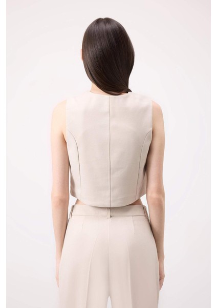 V Yaka Düğmeli Klasik Blazer Yelek C2026AX25SP