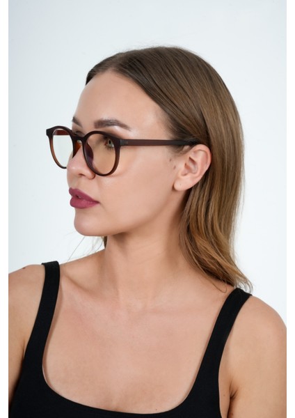 Yuvarlak Kahverengi Olivier Philippe Mavi Işık Koruyucu Gözlük