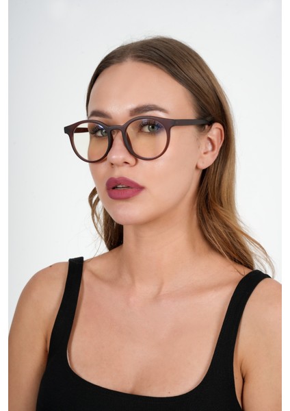 Yuvarlak Kahverengi Olivier Philippe Mavi Işık Koruyucu Gözlük