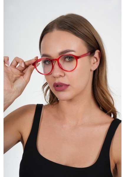 Kırmızı Yuvarlak Mavi Işık Koruyucu Gözlük