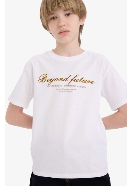 Erkek Çocuk Bisiklet Yaka Baskılı Kısa Kollu Tişört E0440A825SM