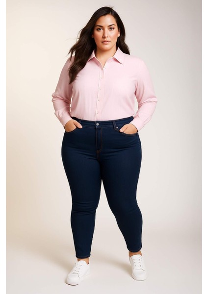 Oversize Geniş Kalıp Çizgili Oxford Uzun Kollu Gömlek D4015AX25SP