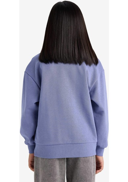 Kız Çocuk Relax Fit Bisiklet Yaka Basic Düz Okul Sweatshirt A2797A825AU