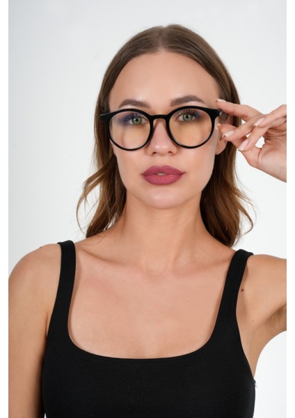 Yuvarlak Siyah Olivier Philippe Mavi Işık Koruyucu Gözlük