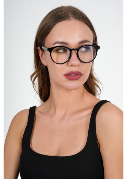 Yuvarlak Siyah Olivier Philippe Mavi Işık Koruyucu Gözlük