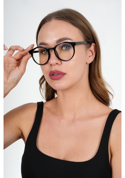 Yuvarlak Siyah Olivier Philippe Mavi Işık Koruyucu Gözlük